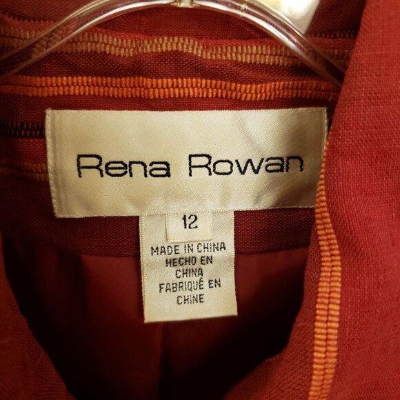 Vintage Rena Rown Rust Striped Fully Linen LInen Blend Jackt Size 12 EUC - Picture 5 of 6